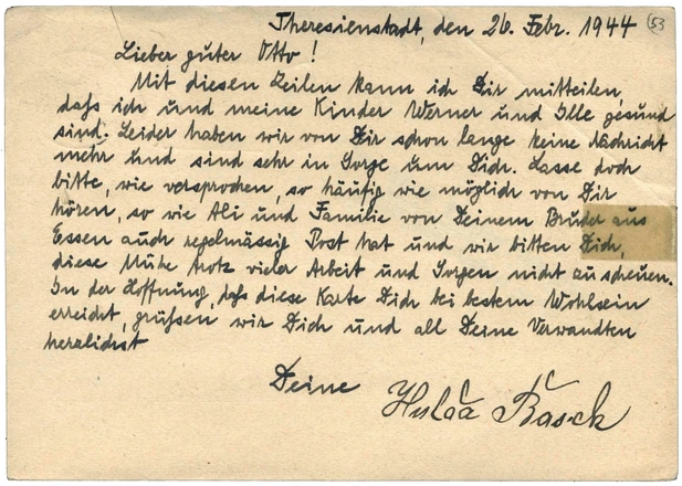 Hulda Basch an Otto Weidt, 26. Februar 1944