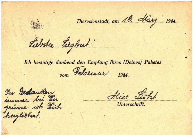 Alice Licht an Siegbert Lewin Blindenwerkstatt, 16. März 1944