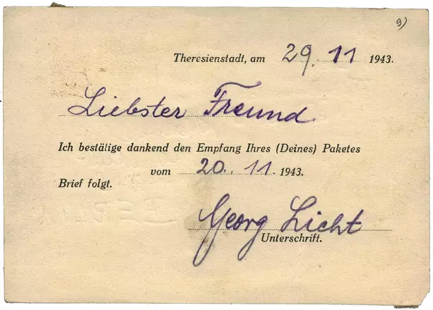 Georg Licht an Otto Weidt "Kartoffelgroßhandel", 29. November 1943