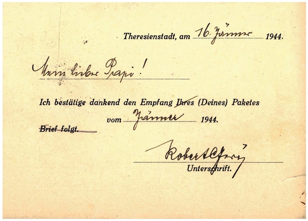 Robert Gerö an Otto Weidt, 16. Januar 1944