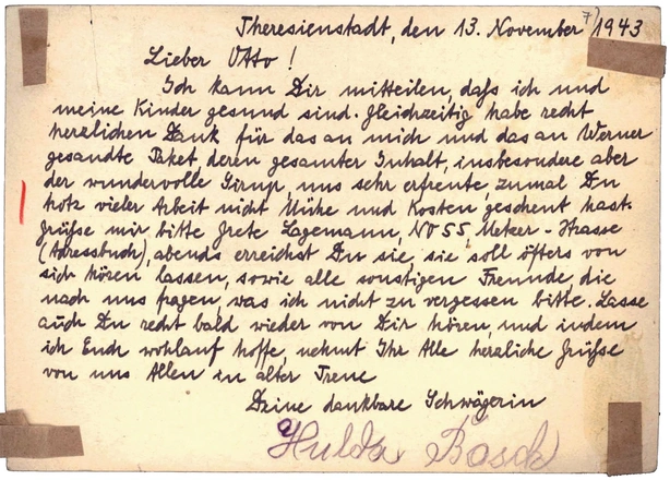 Hulda Basch an Otto Weidt, 13. November 1943