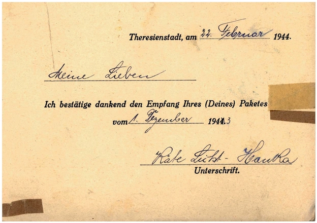 Käte Licht-Hanka an Blindenwerkstatt für Lewin geb. Groh, 22. Februar 1944
