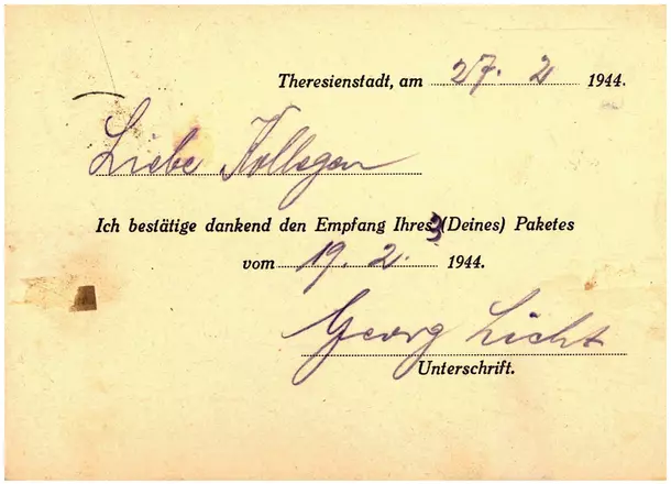 Georg Licht an die Blindenwerkstatt, 27. Februar 1944